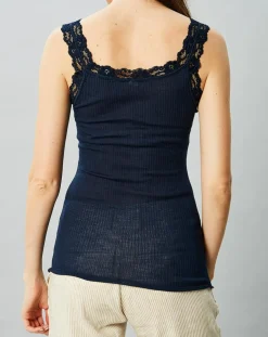 Femme Mare Lingerie, Nuit^Débardeur en Laine & Soie bleu