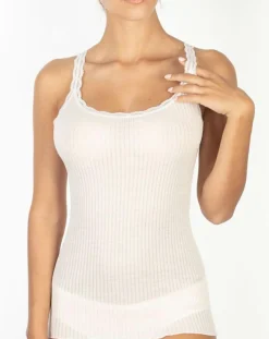 Femme Mare T-Shirts^Débardeur fines bretelles en Laine mélangée ivoire