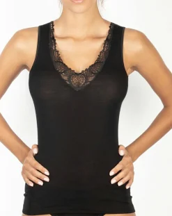 Femme Mare Lingerie, Nuit^Débardeur Laine et Soie noir