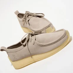 Derbies en Velours de Cuir Rossendale gris clair-Clarks