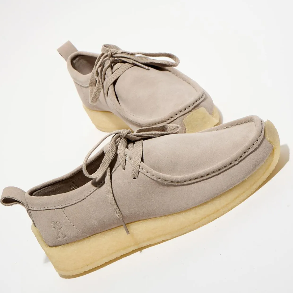Derbies en Velours de Cuir Rossendale gris clair-Clarks