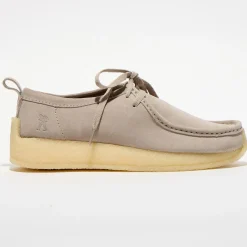 Derbies en Velours de Cuir Rossendale gris clair-Clarks