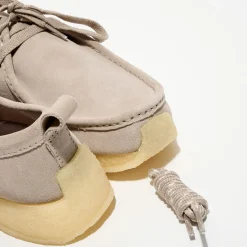 Derbies en Velours de Cuir Rossendale gris clair-Clarks