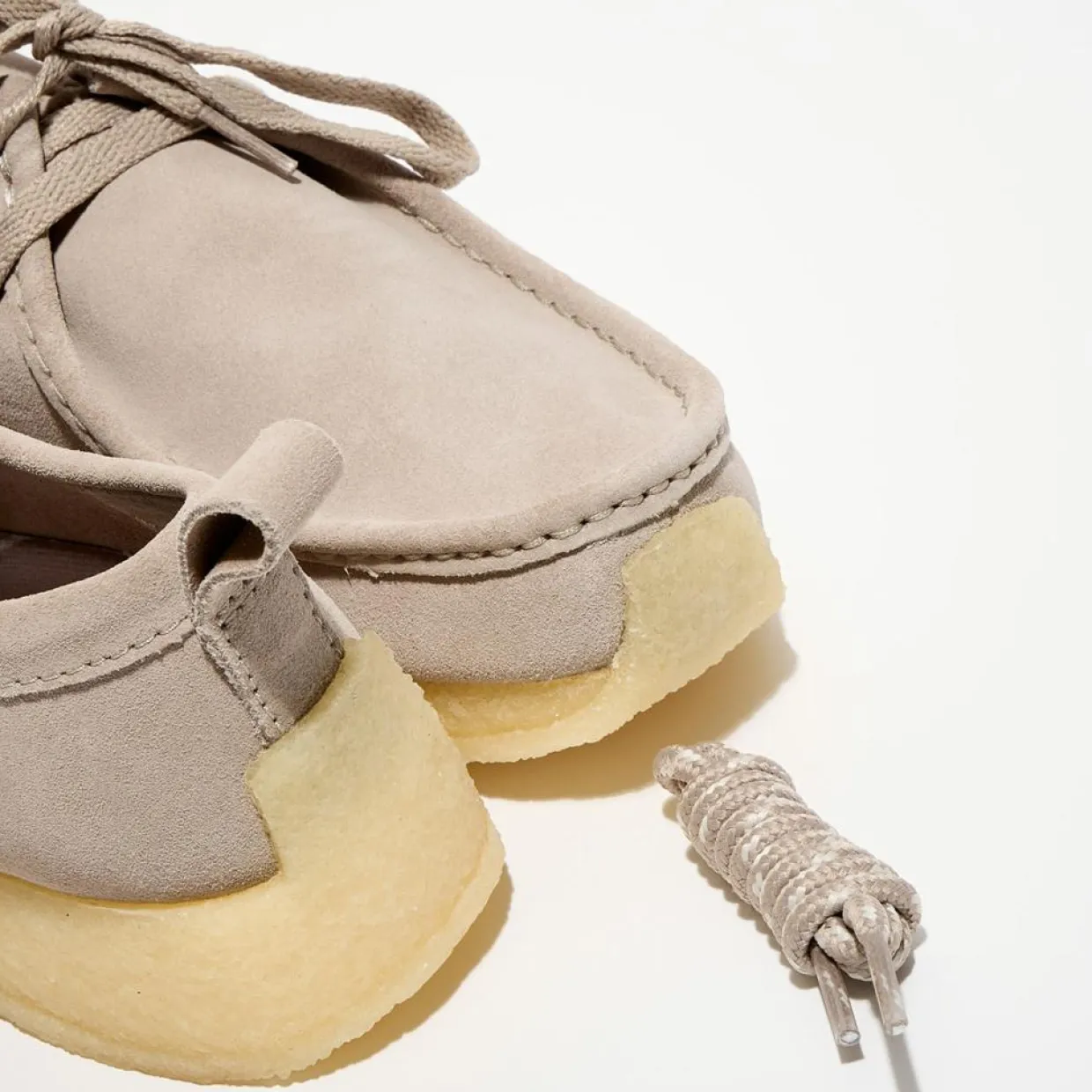Derbies en Velours de Cuir Rossendale gris clair-Clarks