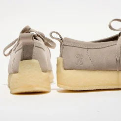 Derbies en Velours de Cuir Rossendale gris clair-Clarks