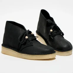 Femme Clarks Bottines^Desert boots en Velours de Cuir Coal noires
