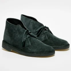 Desert boots en Velours de Cuir vert foncé-Clarks