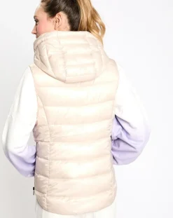 Doudoune à capuche sans manches beige-Esprit Outlet