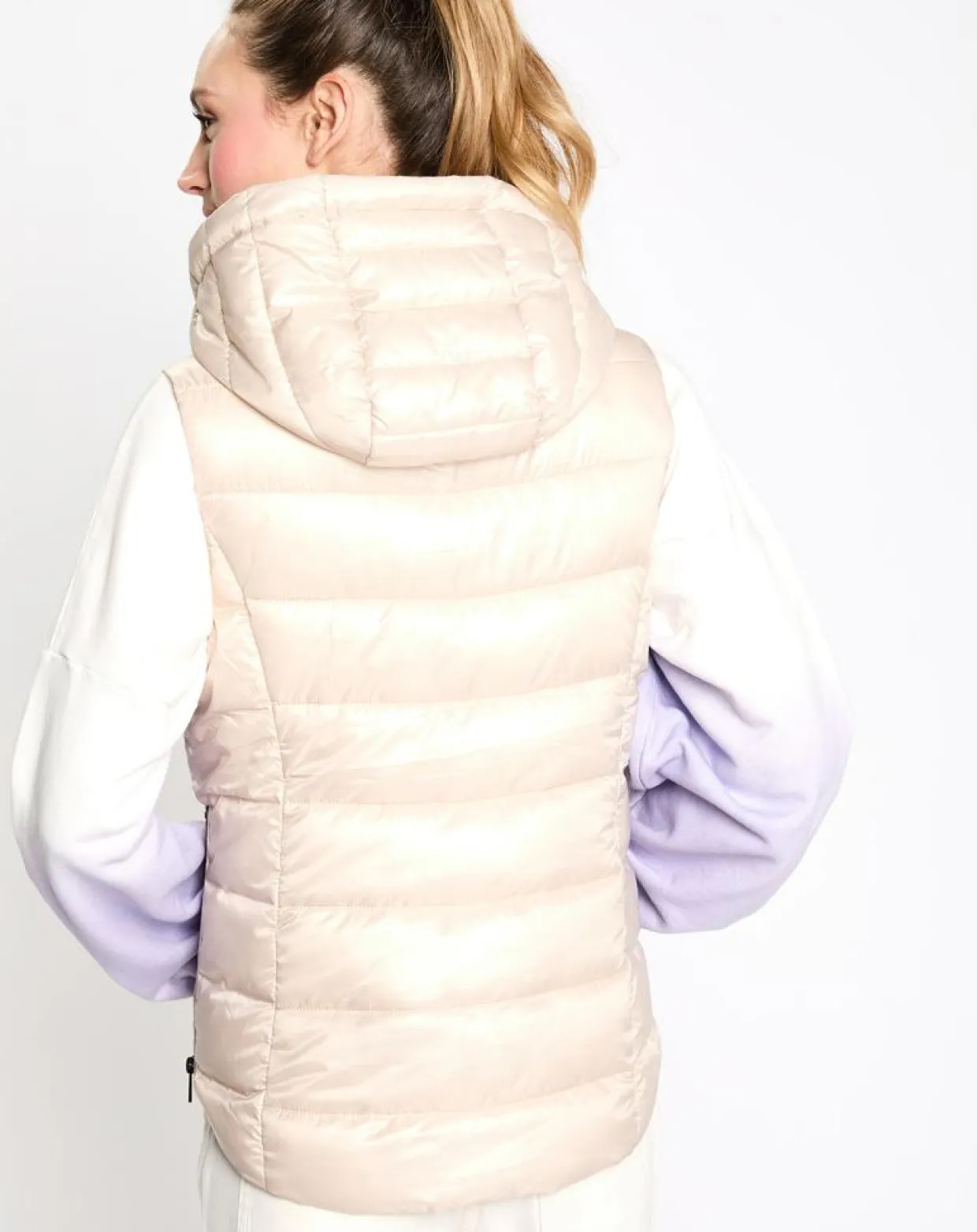 Doudoune à capuche sans manches beige-Esprit Outlet