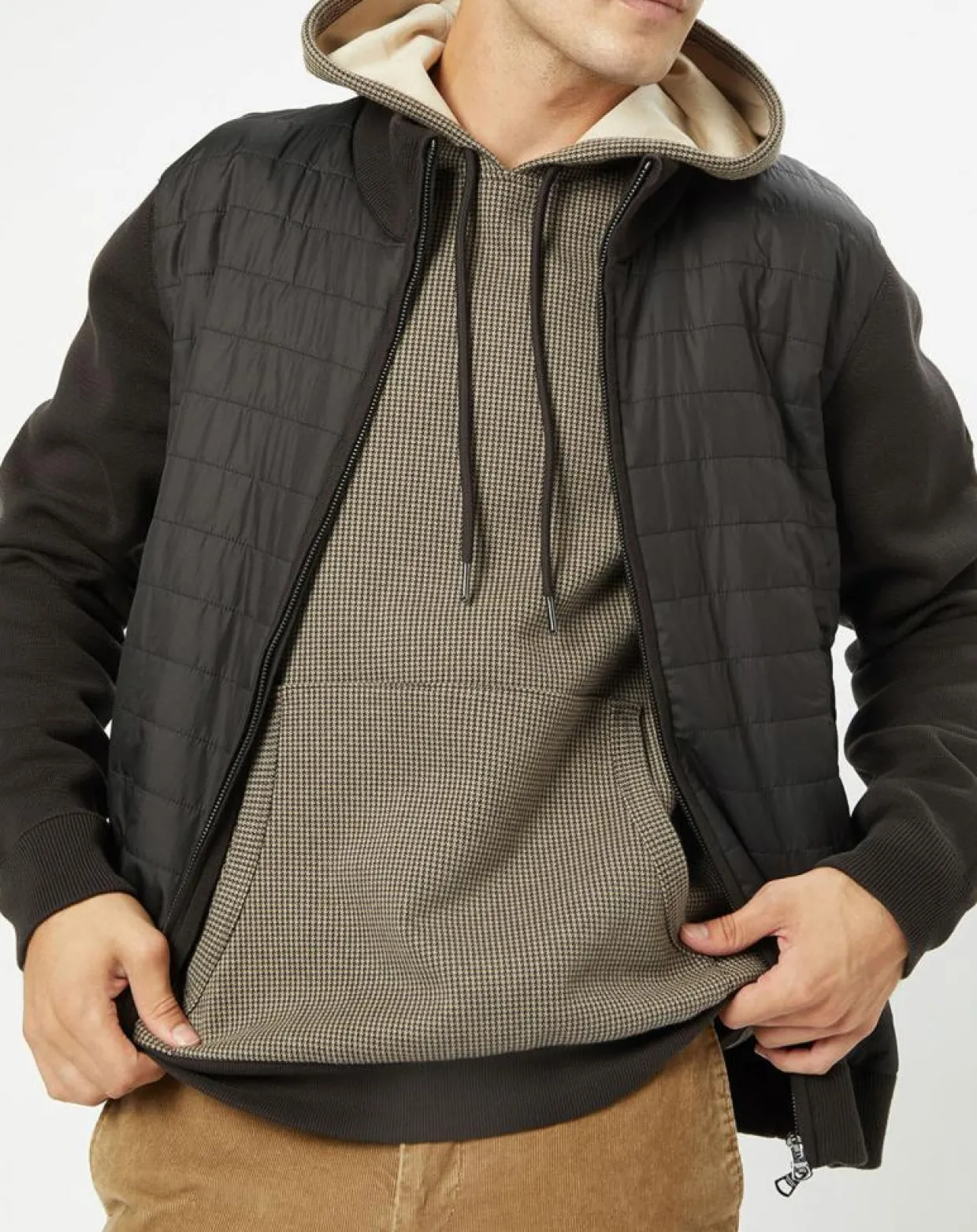 Homme Hackett London Manteaux^Doudoune Bi-matière Hybride Media noir/marron