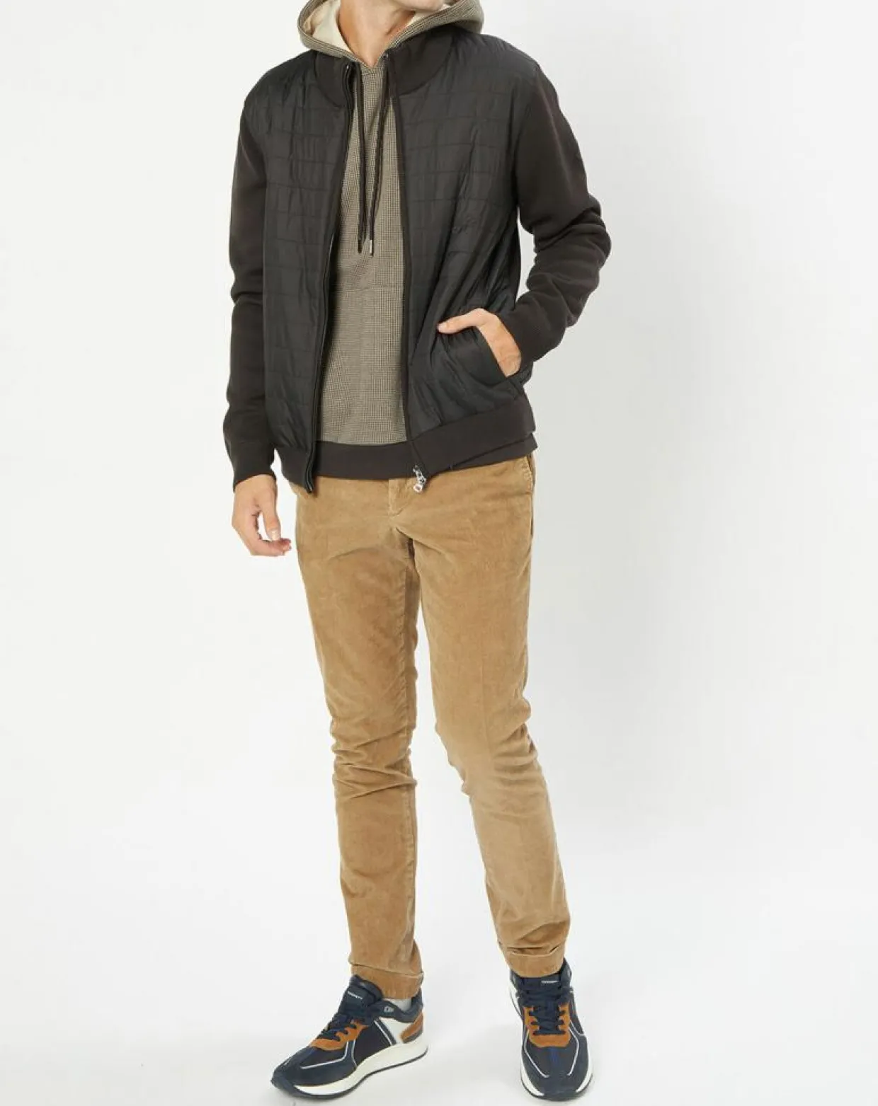 Homme Hackett London Manteaux^Doudoune Bi-matière Hybride Media noir/marron