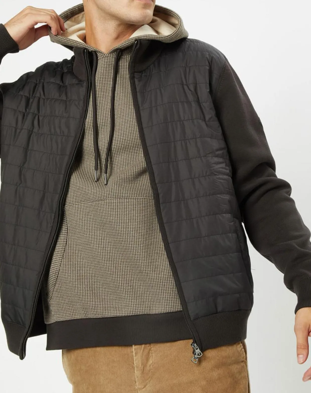 Homme Hackett London Manteaux^Doudoune Bi-matière Hybride Media noir/marron