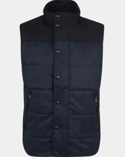 Doudoune bi-matière sans manches bleu marine-Hackett London Discount
