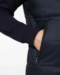 Doudoune bi-matière sans manches bleu marine-Hackett London Discount