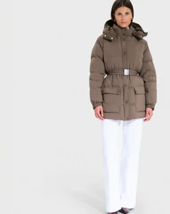 Doudoune ceinturée Dilek kaki marron-Zapa Discount