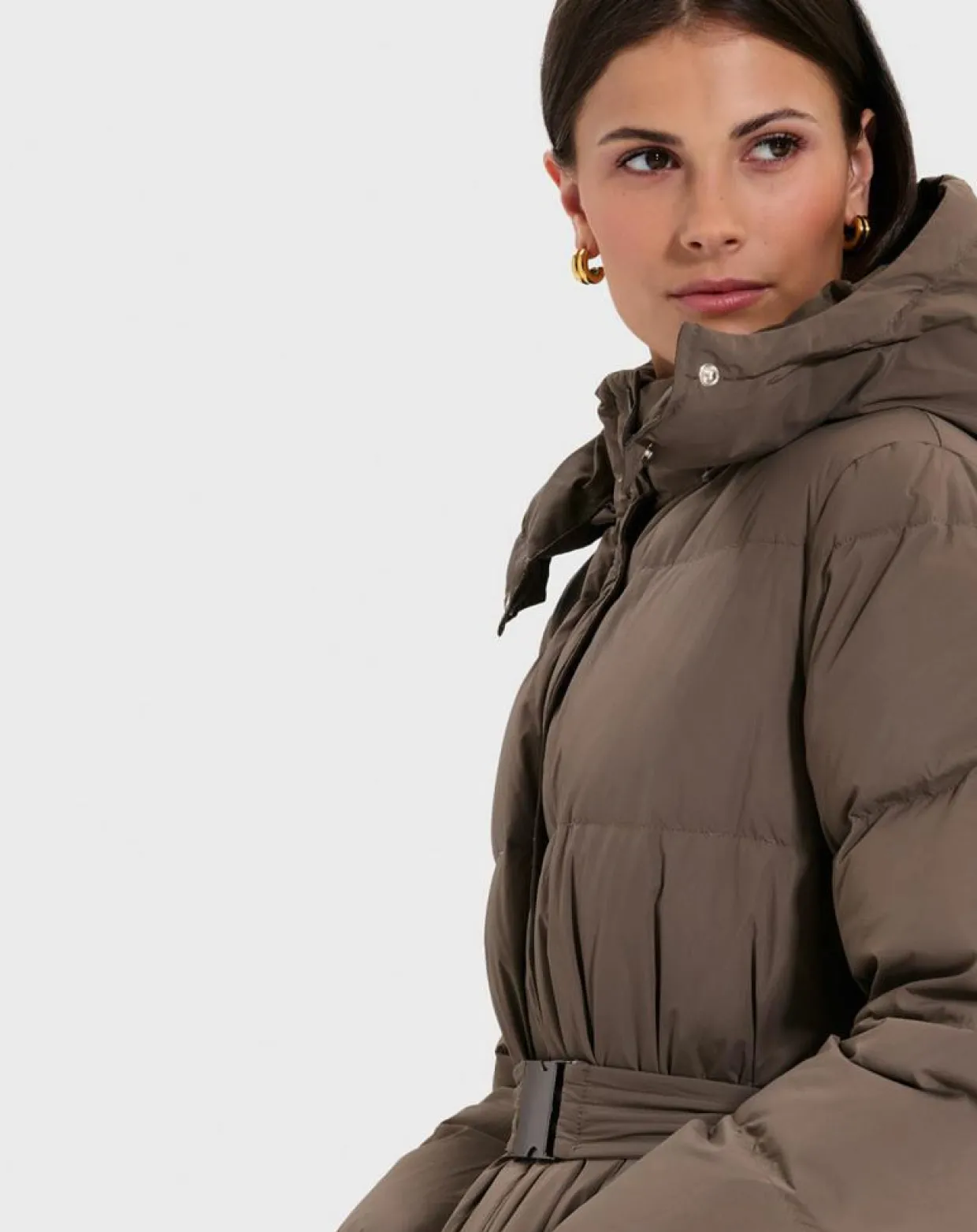 Doudoune ceinturée Dilek kaki marron-Zapa Discount