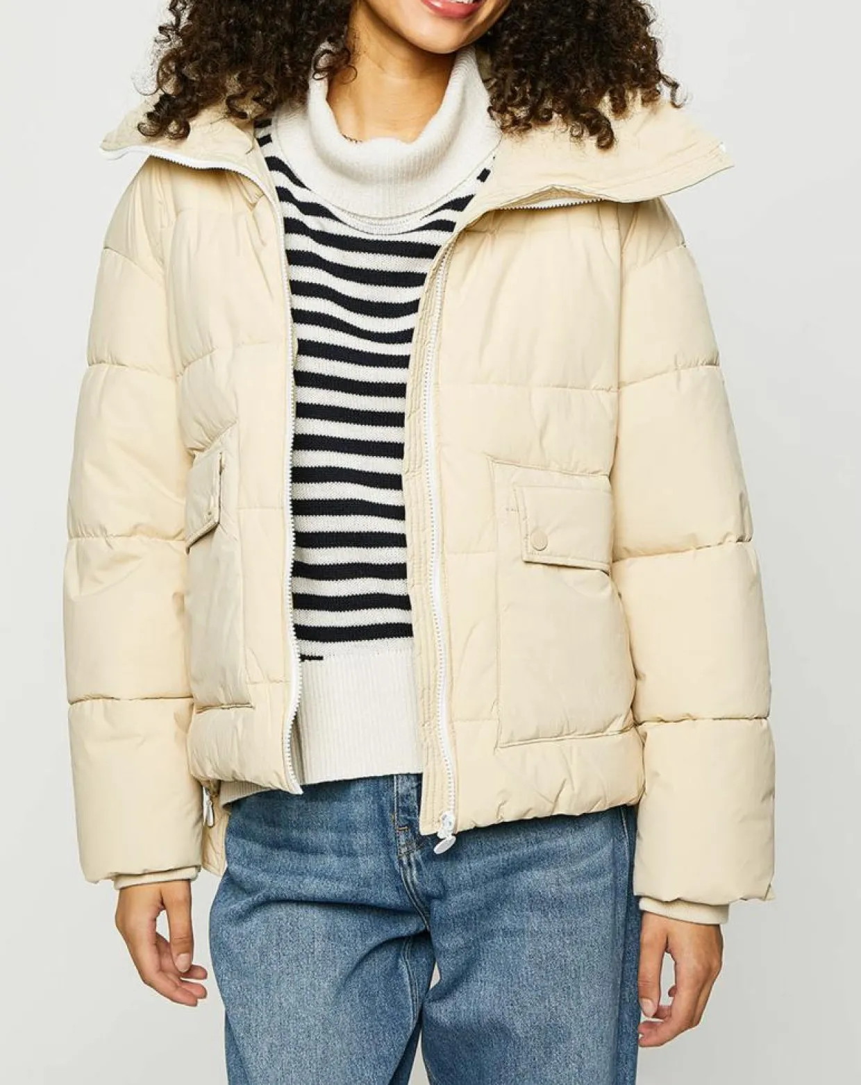 Femme Esprit Manteaux^Doudoune courte col montant zip collection EDC by beige