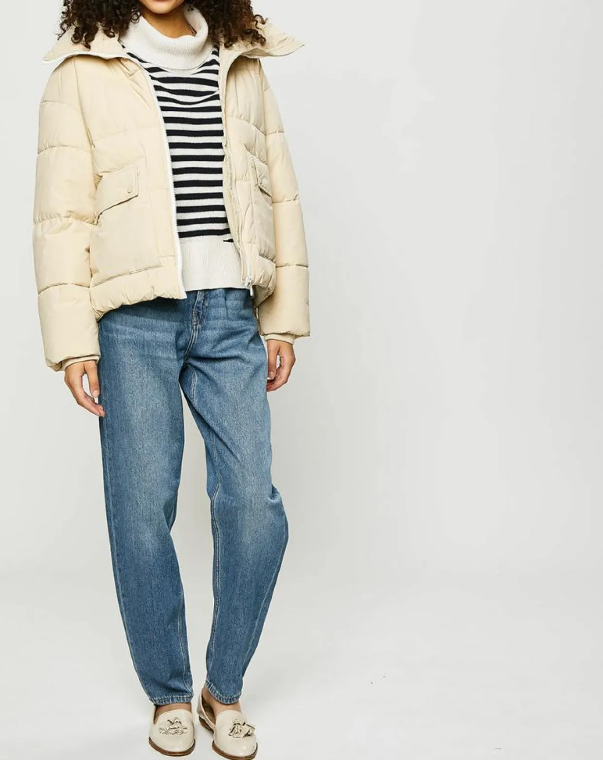 Femme Esprit Manteaux^Doudoune courte col montant zip collection EDC by beige