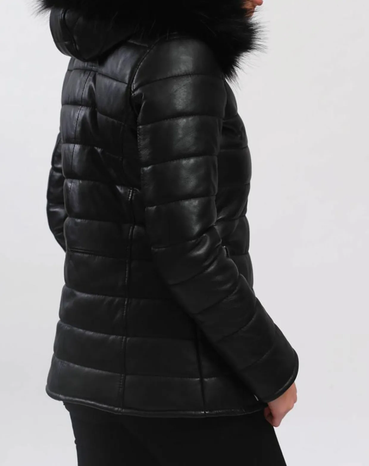 Femme Blue Wellford Manteaux^Doudoune en Cuir Bleny noire