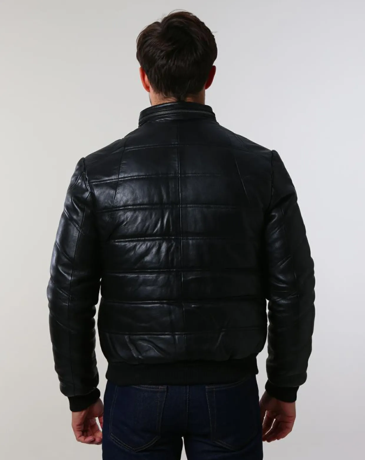Homme Chyston Vestes, Blousons^Doudoune en Cuir Brad noire
