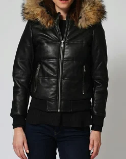 Doudoune en Cuir Chelia noire-Chyston Online
