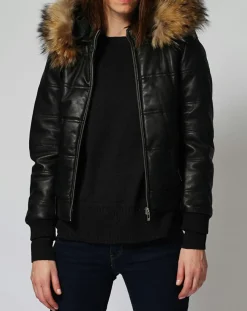 Doudoune en Cuir Chelia noire-Chyston Online