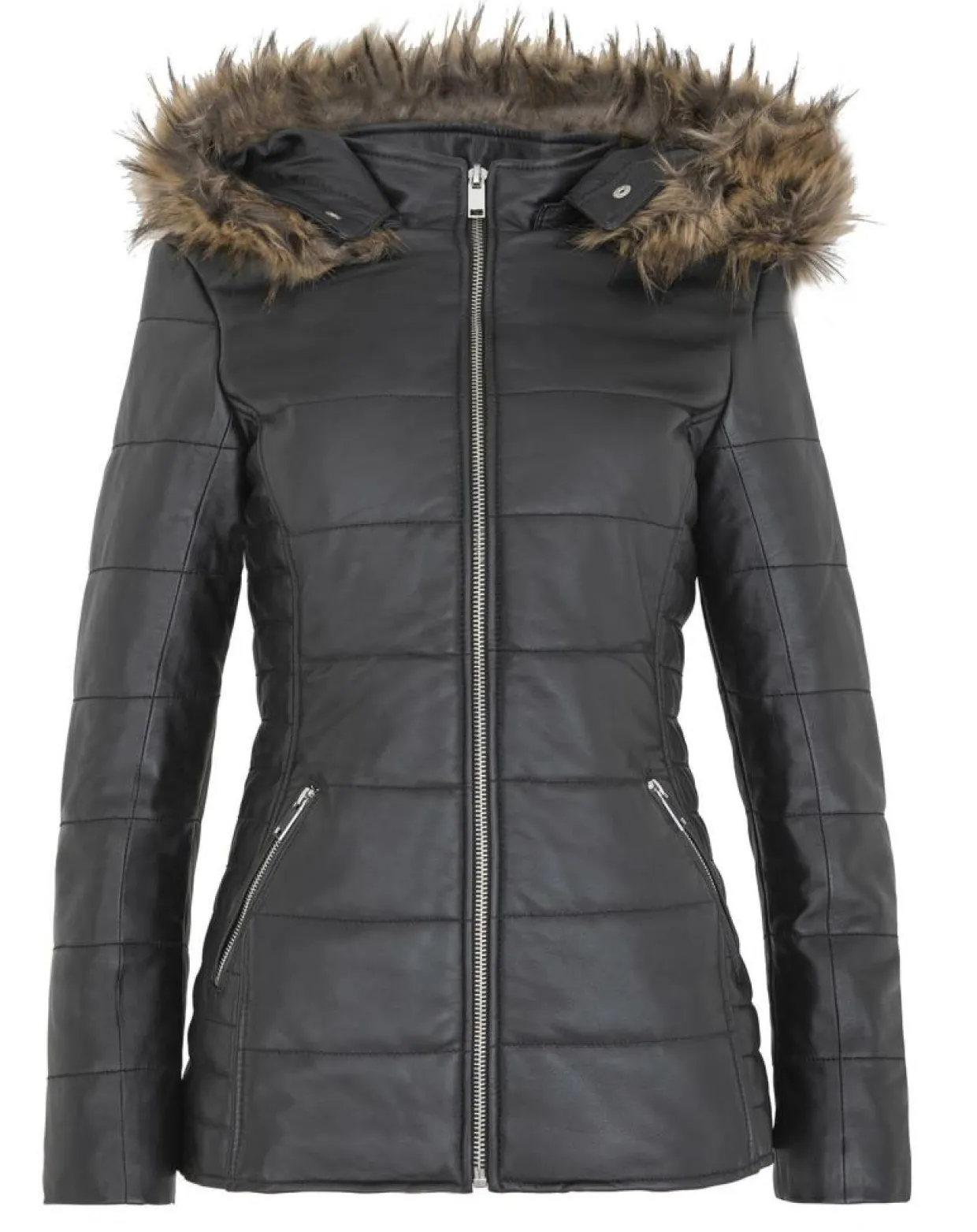Femme Chyston Manteaux^Doudoune en Cuir d'Agneau Clarence noire