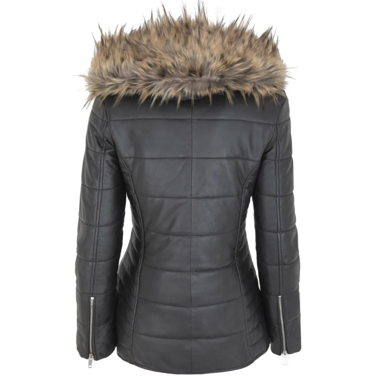 Femme Chyston Manteaux^Doudoune en Cuir d'Agneau Clarence noire