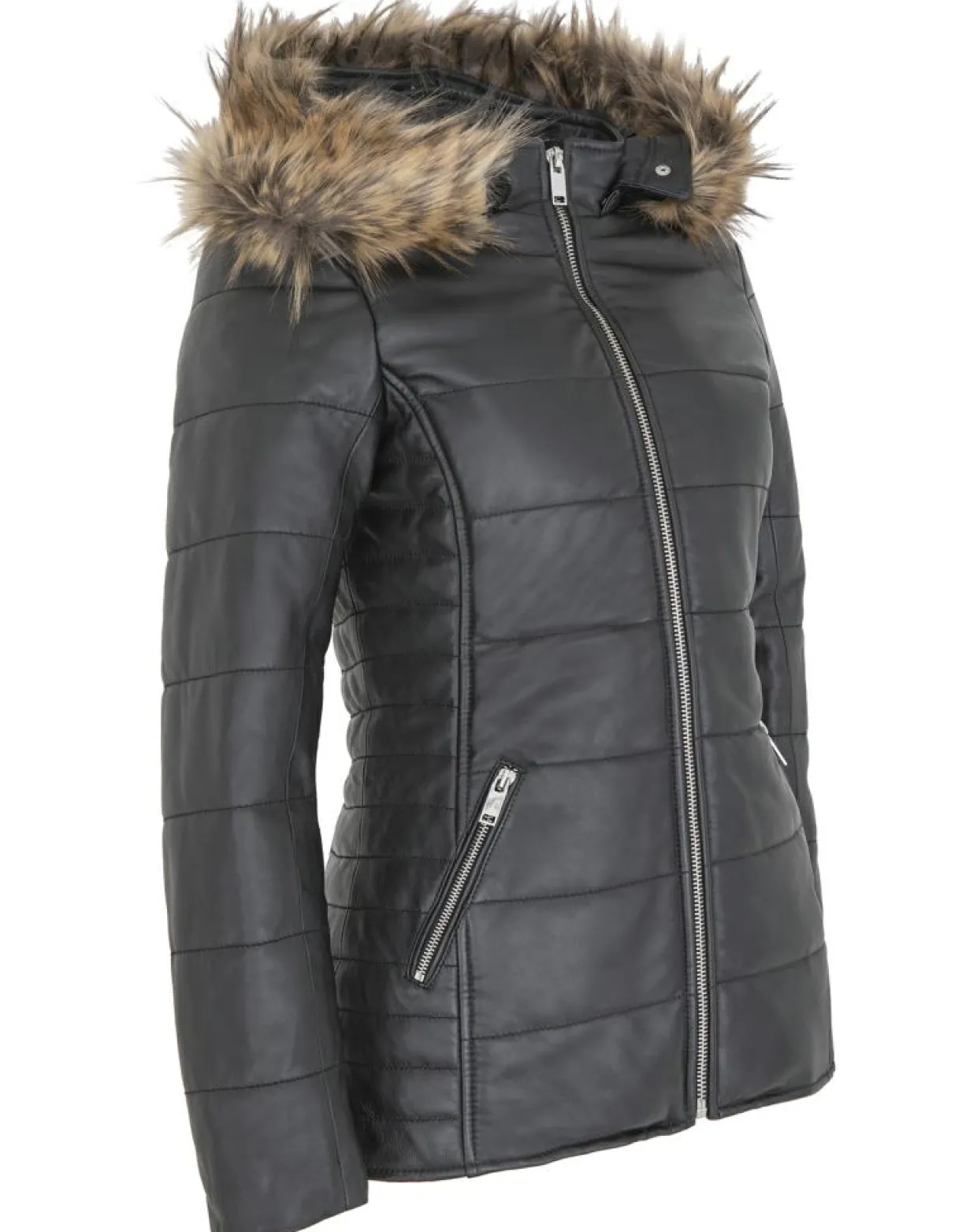 Femme Chyston Manteaux^Doudoune en Cuir d'Agneau Clarence noire