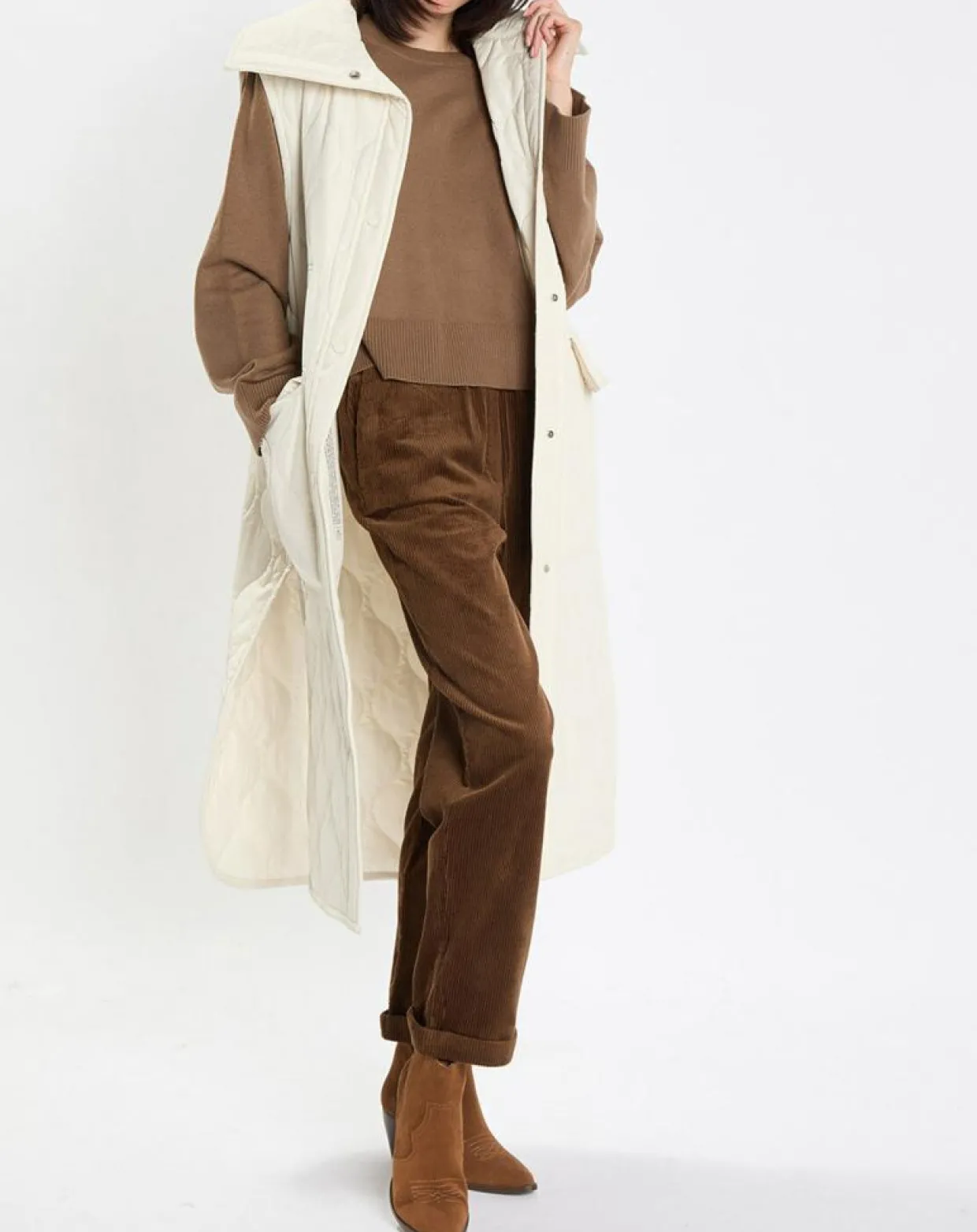 Doudoune longue sans manches padded beige-Marc O'Polo Hot