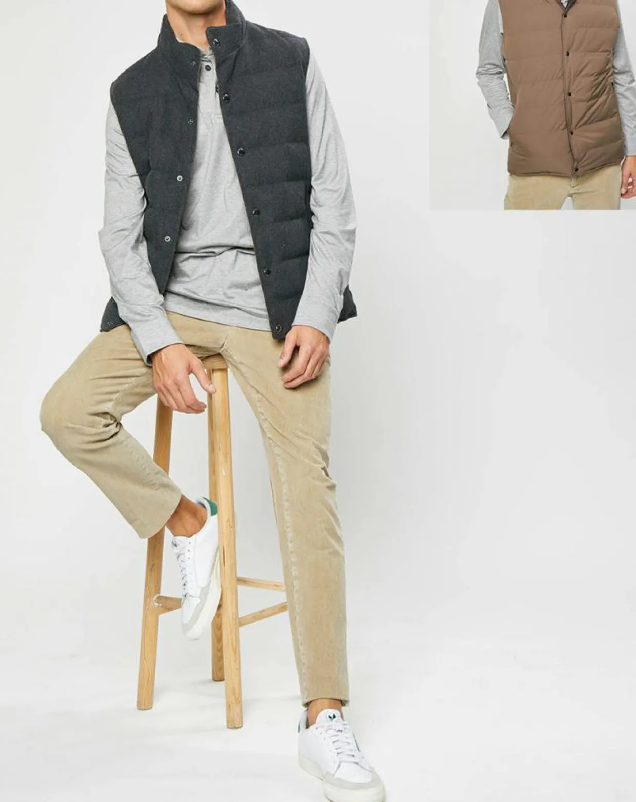 Homme Hackett London Manteaux^Doudoune Réversible en Laine mélangée gris/marron