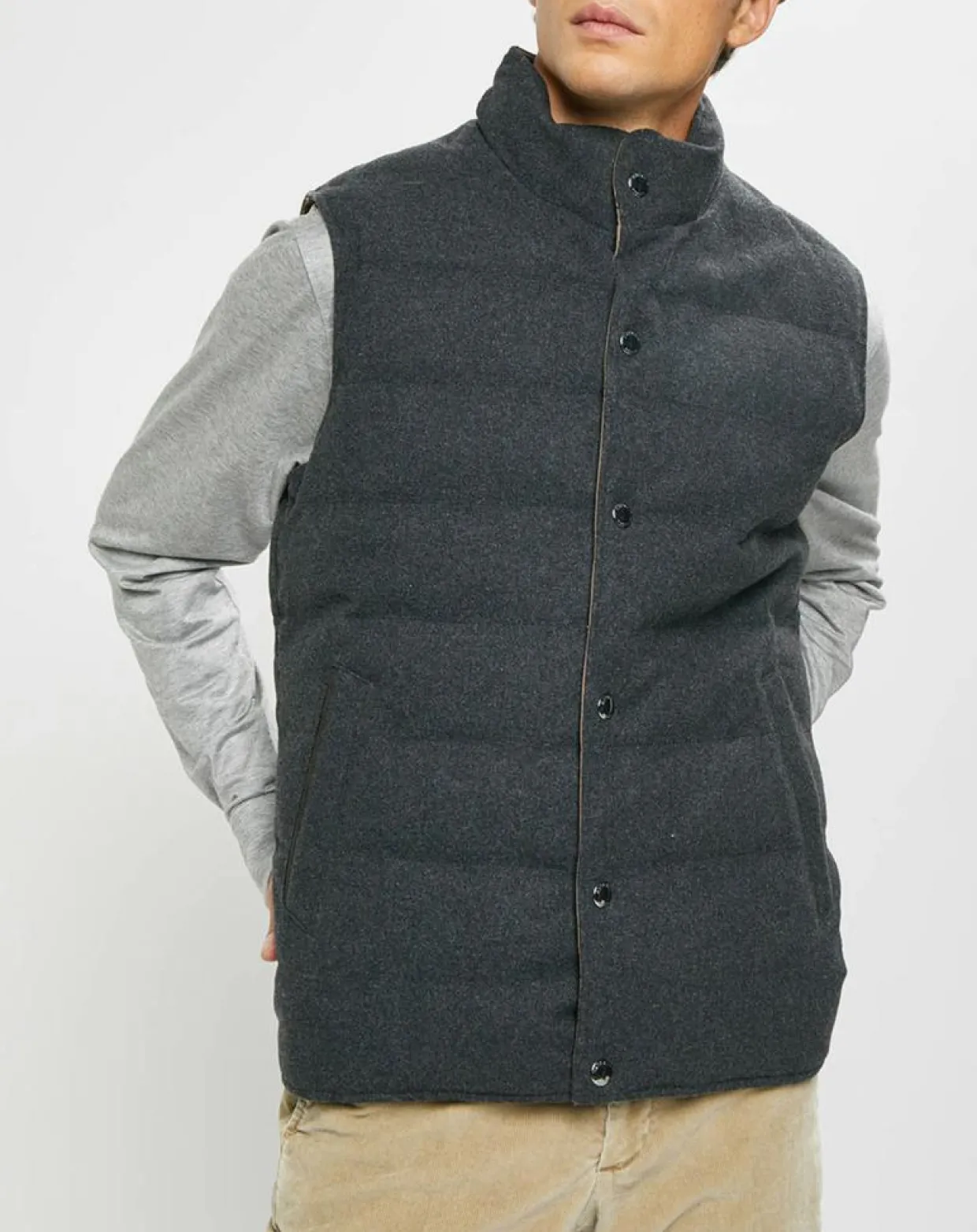 Homme Hackett London Manteaux^Doudoune Réversible en Laine mélangée gris/marron
