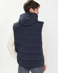 Doudoune sans manches à capuche bleue-Hackett London Outlet