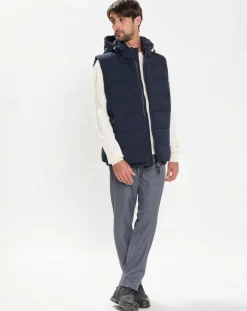 Doudoune sans manches à capuche bleue-Hackett London Outlet