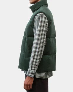 Doudoune sans manches en Velours milleraies 100% Coton Bio verte-Marc O'Polo Hot