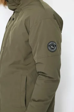 Homme C&Jo Manteaux^Doudoune semi-longue imperméable avec isolation thermique jusqu'à -20 °C kaki