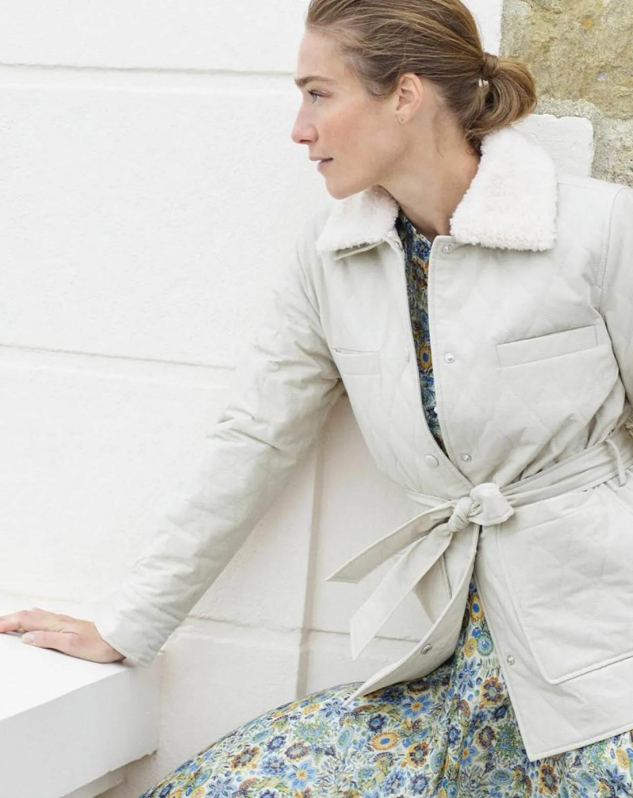 Femme Caroll Manteaux^Doudoune Vancouver col fausse fourrure beige
