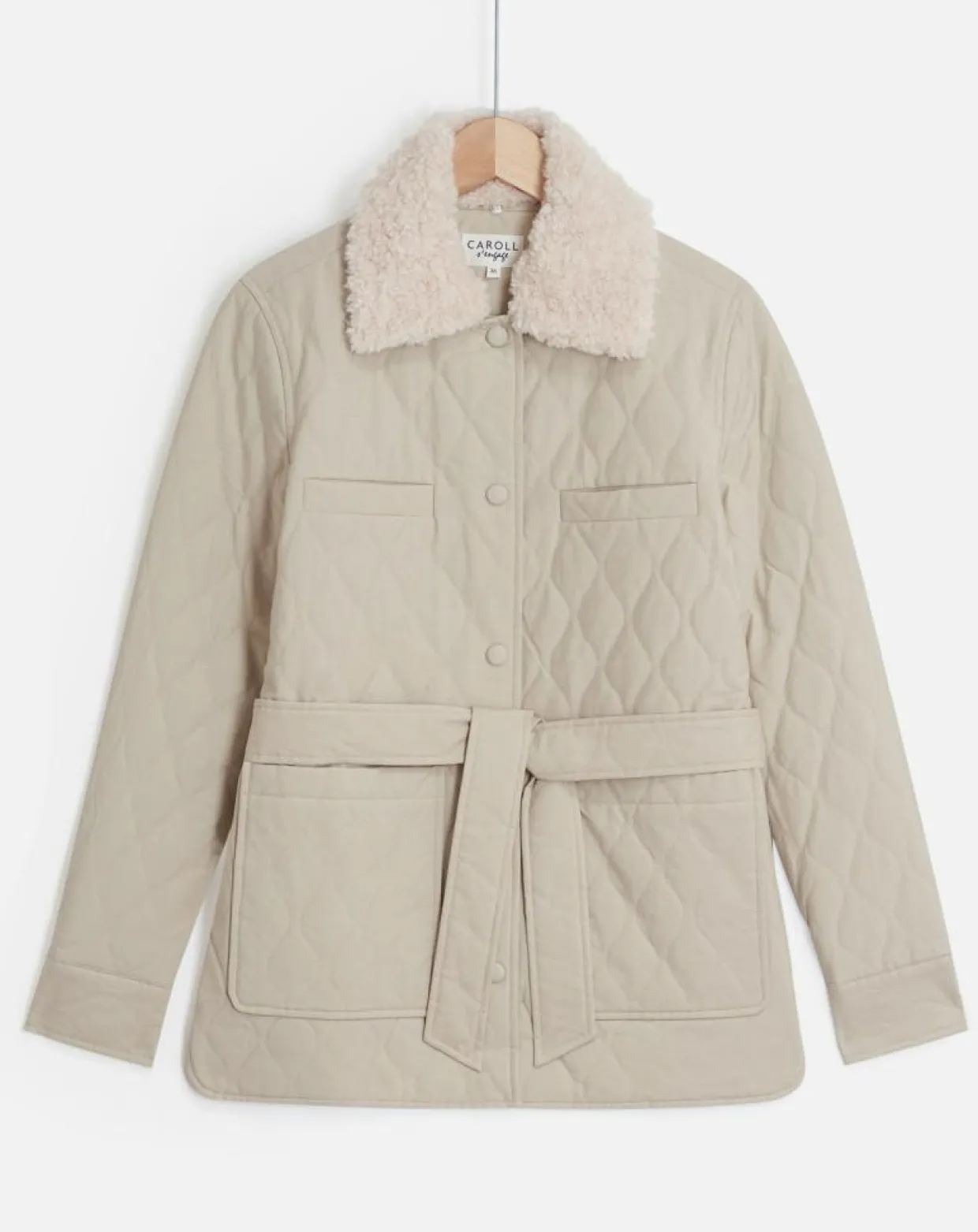 Femme Caroll Manteaux^Doudoune Vancouver col fausse fourrure beige