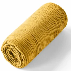 Drap housse 100% Gaze de coton bonnet 30 cm jaune-Baton Rouge Sale