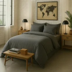 Drap housse 100% Percale de Coton gris magnet-Baton Rouge Online