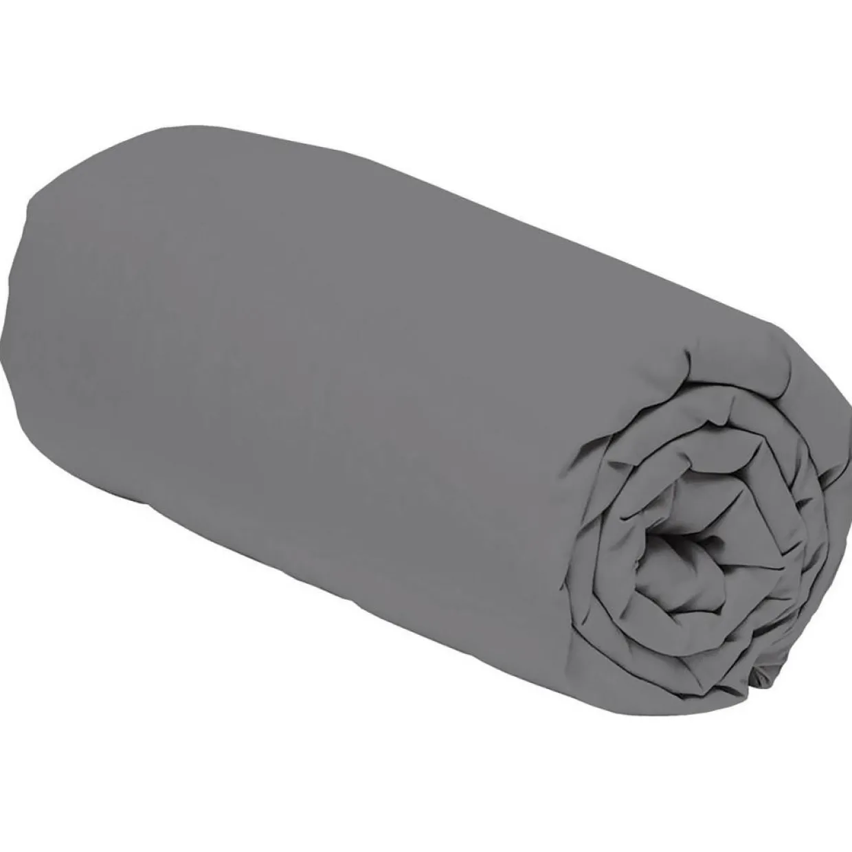 Drap housse 100% Percale de Coton gris-Home Collection Outlet