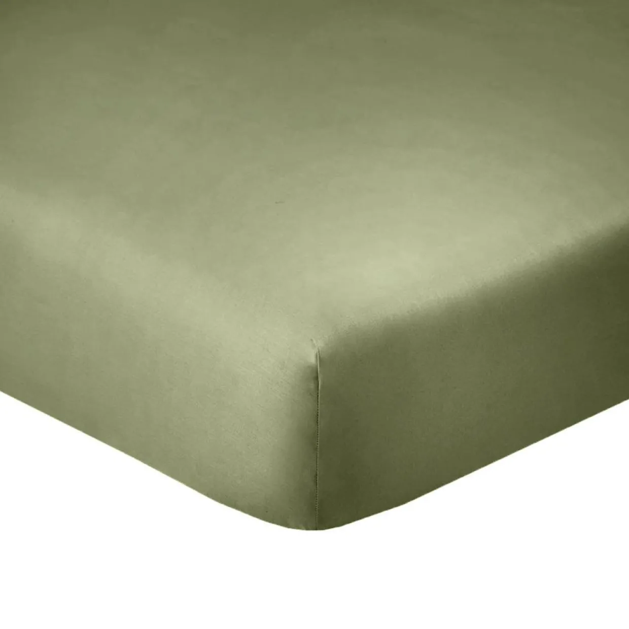 Drap Housse en coton bonnet 35 cm uni verveine-Blanc Passion Best