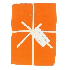Drap housse en lin lavé terracotta 140x200cm-Bed and Philosophy Discount