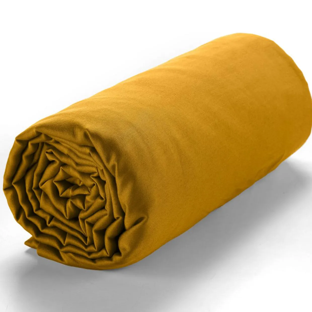 Baton Rouge Linge De Lit, Ensembles^Drap housse satin de coton lavé bonnet 30 cm moutarde