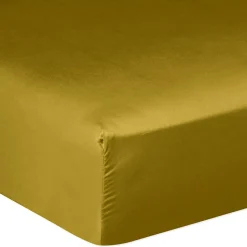 Baton Rouge Linge De Lit, Ensembles^Drap housse satin de coton lavé bonnet 30 cm moutarde