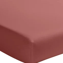 Drap Housse uni 100% Percale de Coton - Bonnet 30 cm vieux rose-Baton Rouge Discount