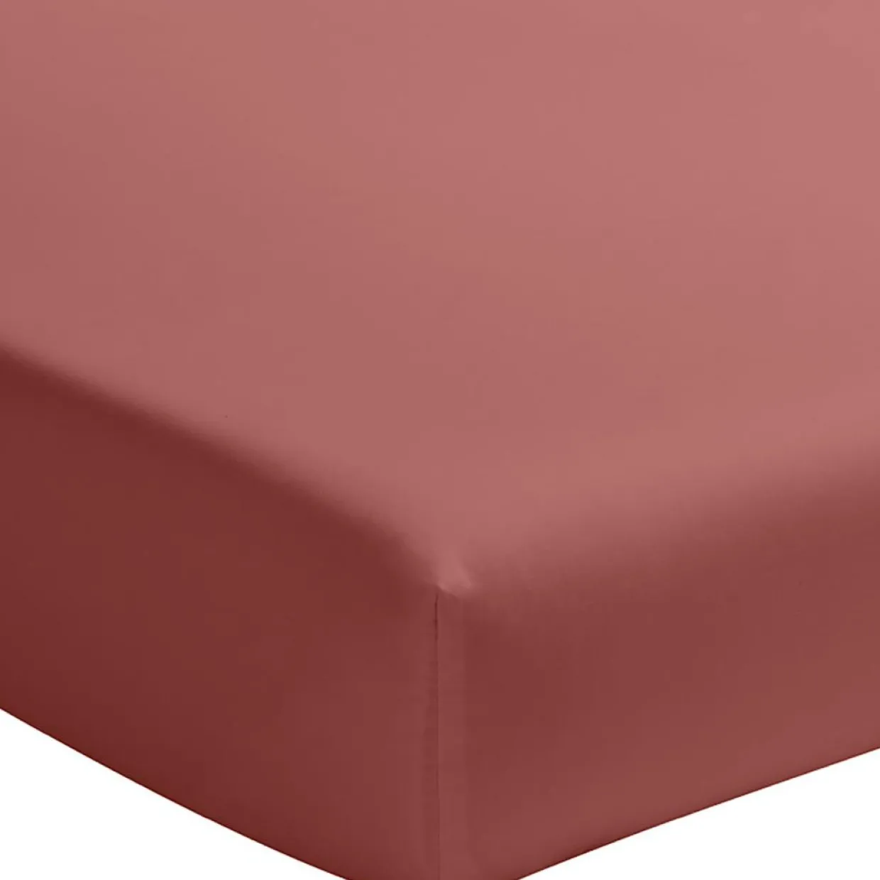 Drap Housse uni 100% Percale de Coton - Bonnet 30 cm vieux rose-Baton Rouge Discount