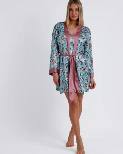 Déshabillé Garden bleu/rose-Admas Sale