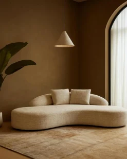 Dune - Canapé arrondi 3 places en tissu beige-Uniqka Hot