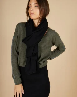 Echarpe 100% Cachemire Cascade noire - 200x70 cm-Cashmere Tribu